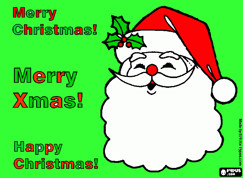 um pai natal com uma mensagem ao lado para colorir e imprimir