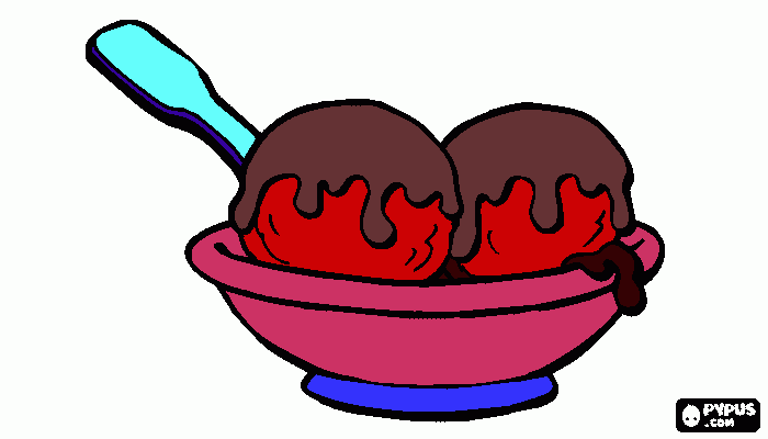 um sorvete na  taça para colorir e imprimir