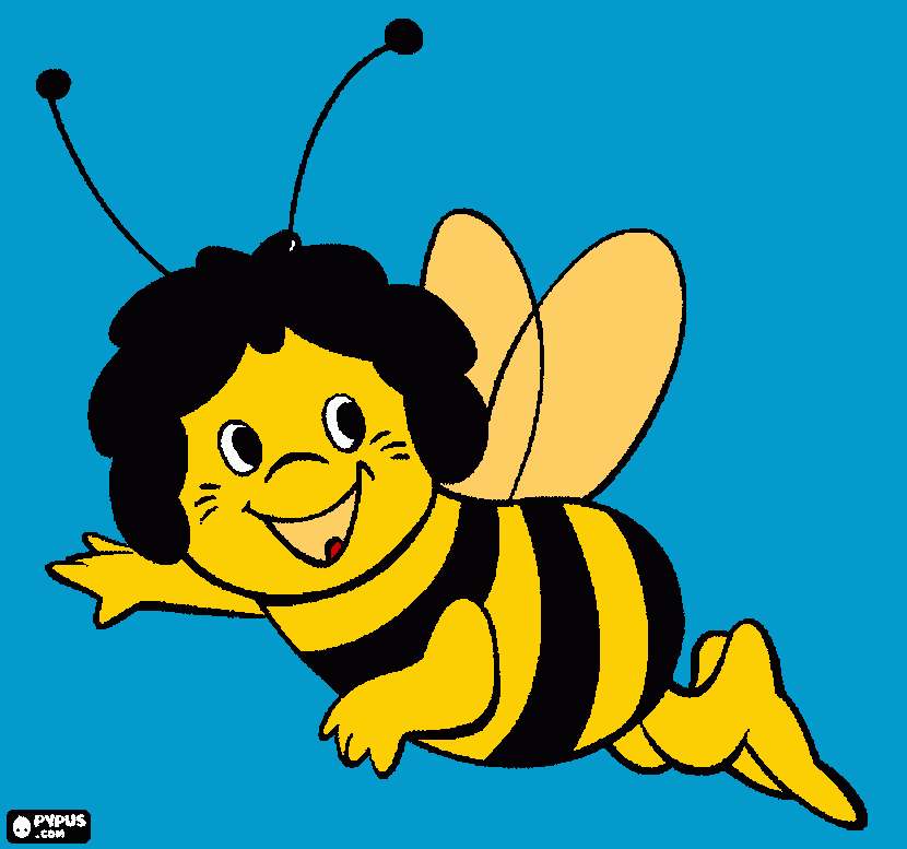 uma abelinha voando pelo céu. para colorir e imprimir