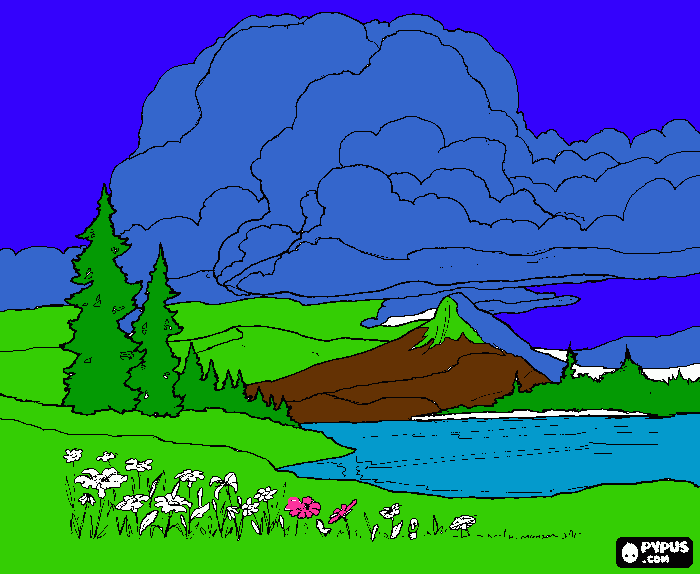 uma bela paisagem para colorir e imprimir