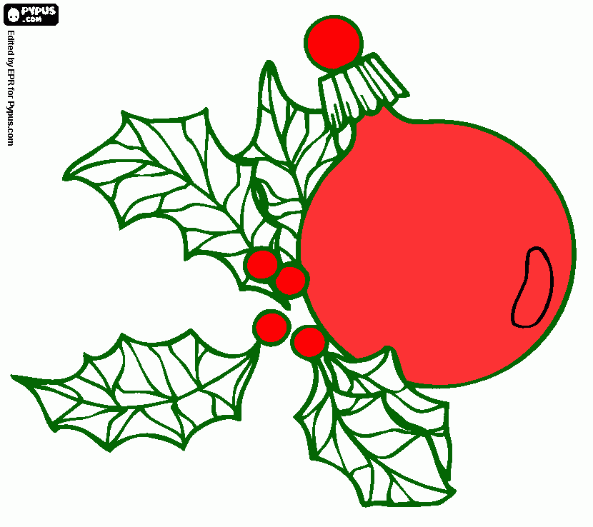 uma bola de natal com folhas  para colorir e imprimir