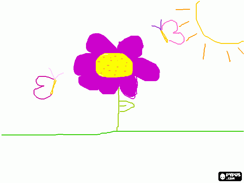 uma flor radiada por borboletas  para colorir e imprimir