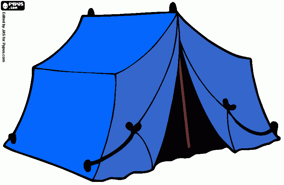 uma grande tenda azul para colorir e imprimir