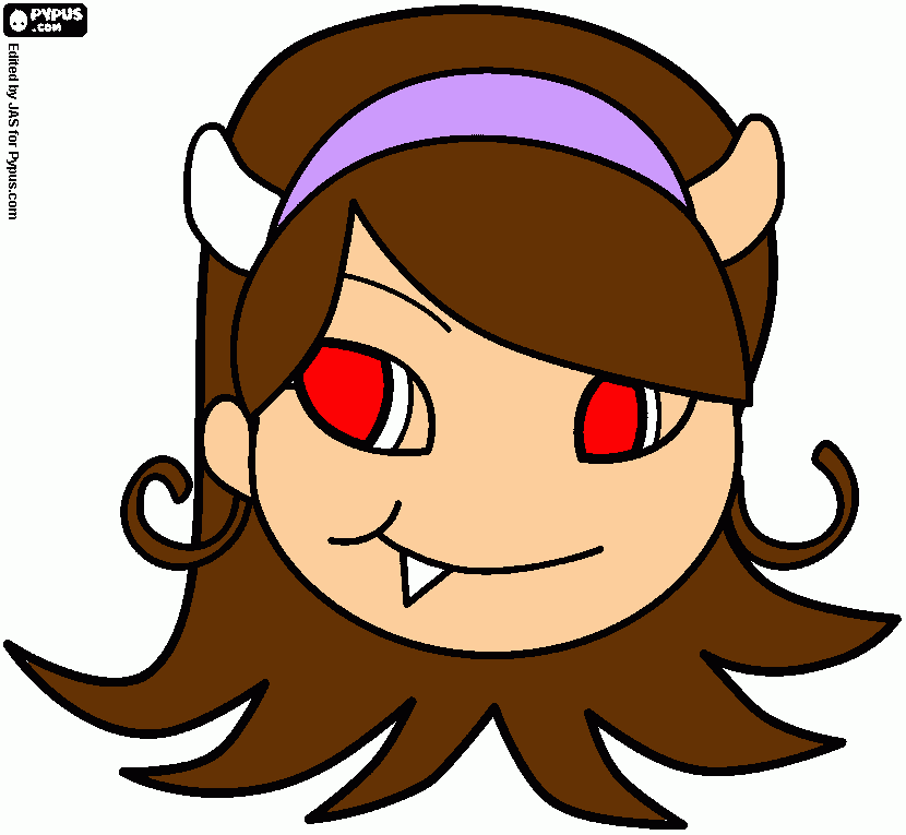 Uma menina Vampira para uma vampira no halowenn para colorir e imprimir