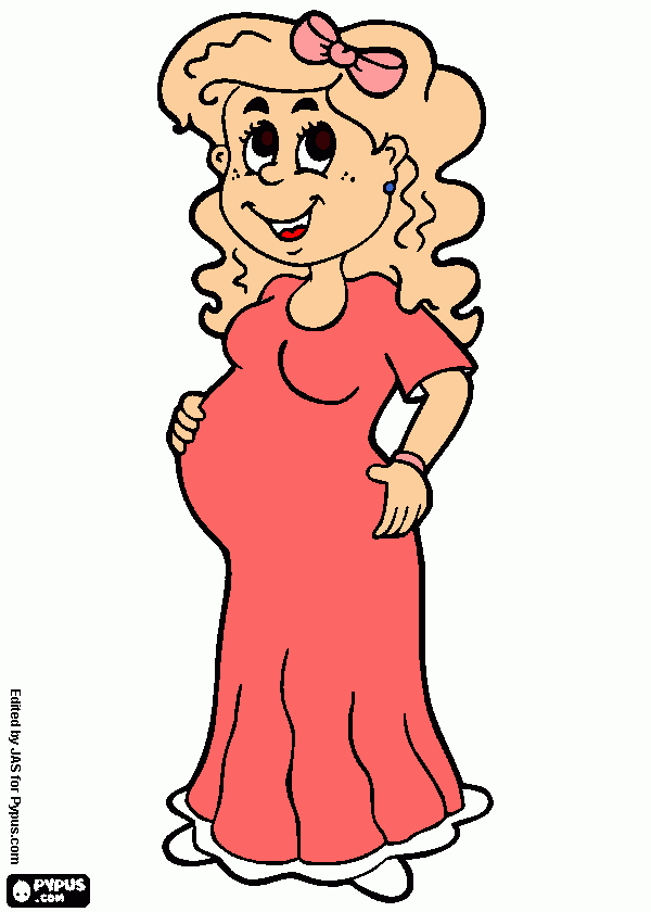 uma mulher linda gravida para colorir e imprimir