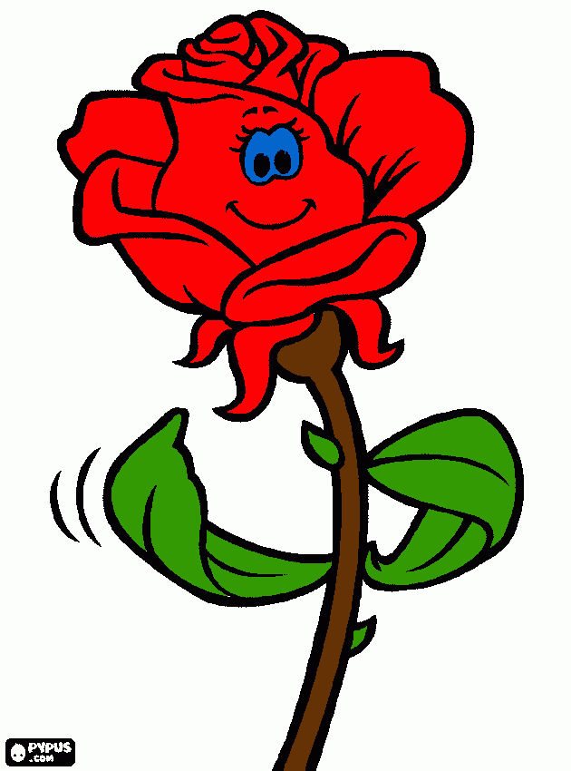 uma rosa linda da cor vermelha  para colorir e imprimir