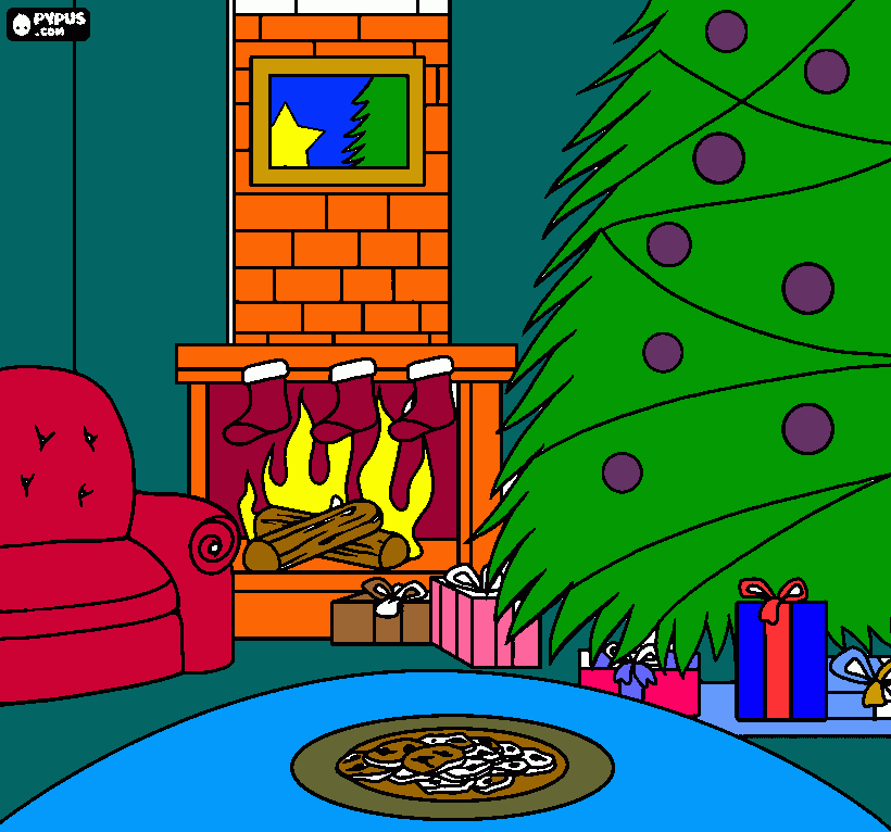 uma sala para colorir e imprimir