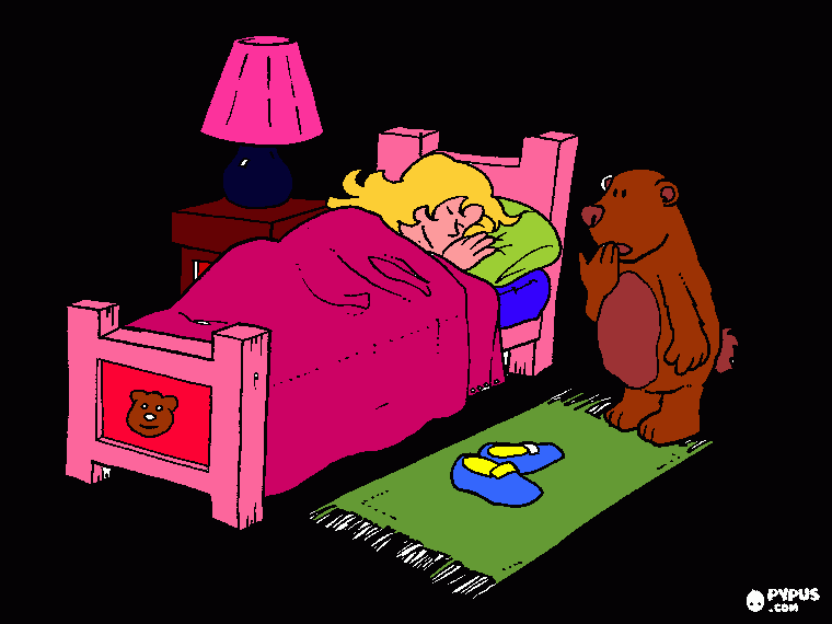 ursinho encontra menina dormindo para colorir e imprimir