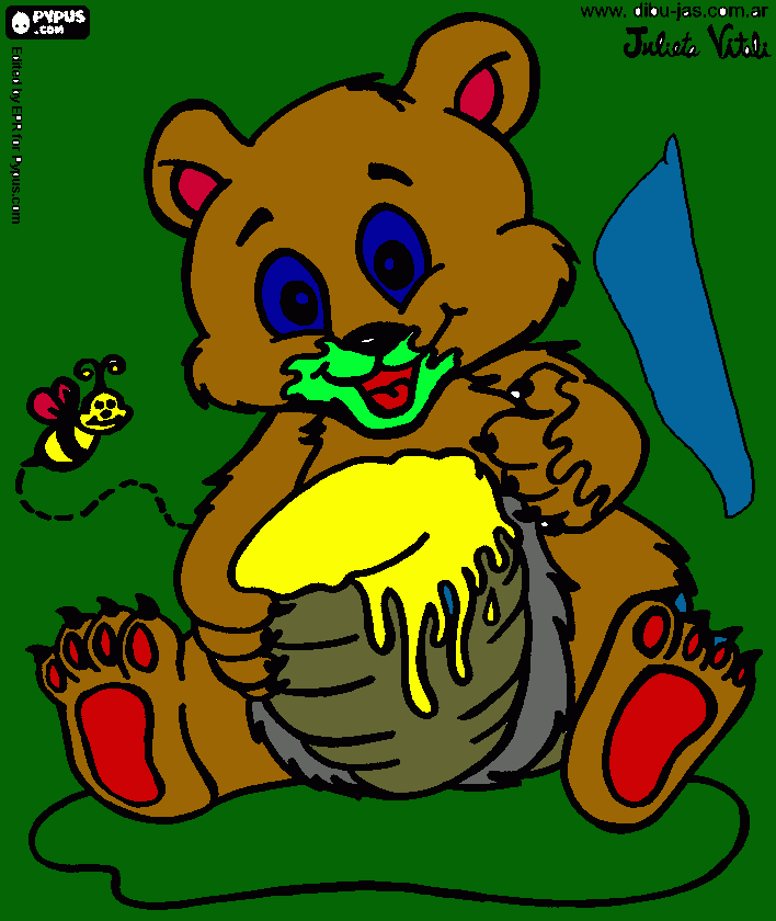 urso comendo meu para colorir e imprimir