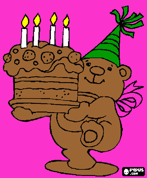 URSO ESTACOM O BOLO para colorir e imprimir