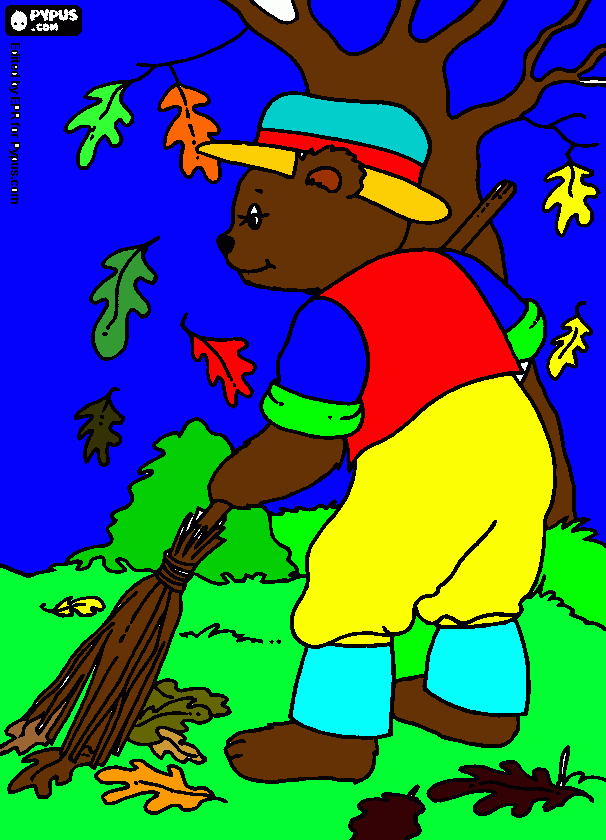 Urso jardineiro para colorir e imprimir