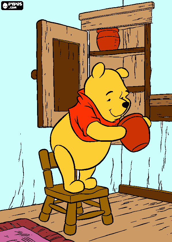 urso pooh procura mel na despensa para colorir e imprimir