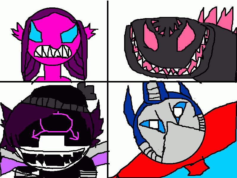 UZI AND OPTIMUS VS GODZILLA AND RUBY para colorir e imprimir