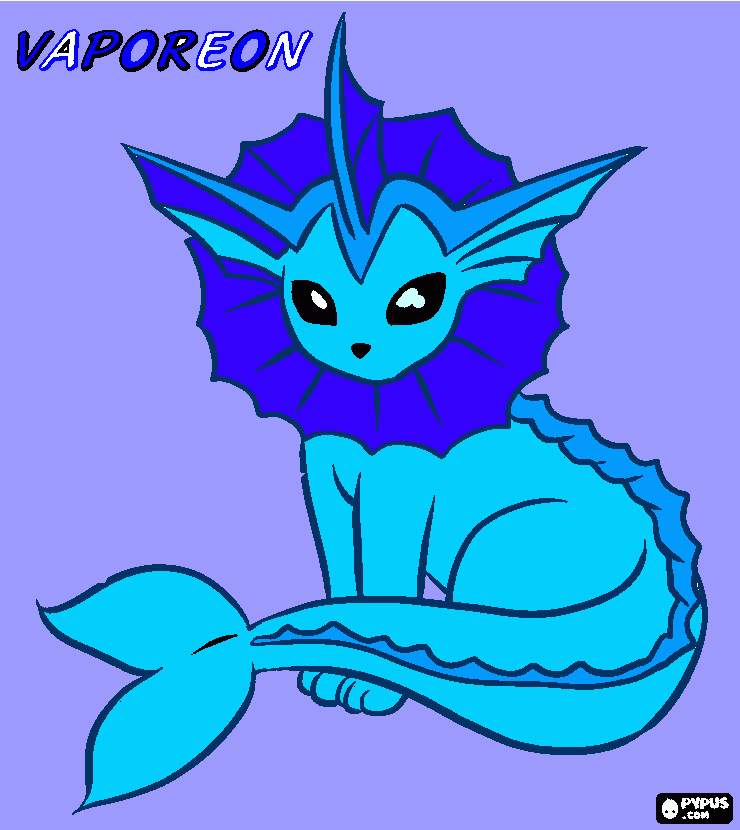 vaporeon Pokemon aquático para colorir e imprimir