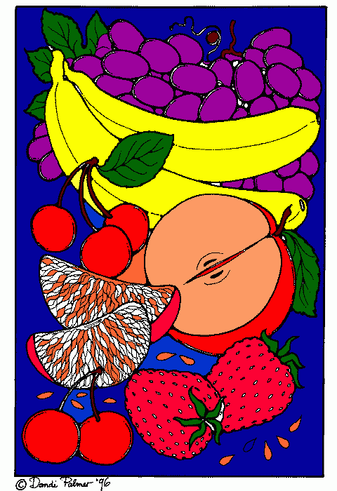 varias frutas para colorir e imprimir