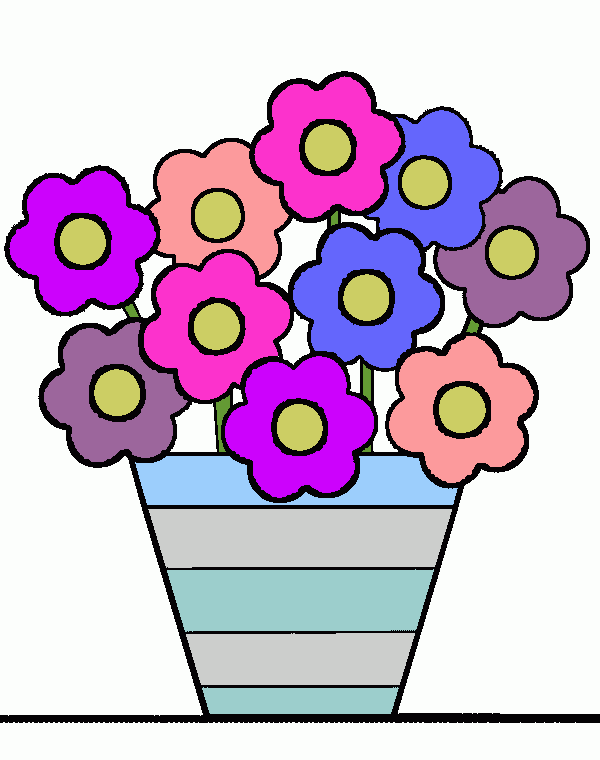 vaso com flores para bordar para colorir e imprimir