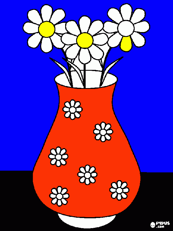 Vaso de margaridas. para colorir e imprimir