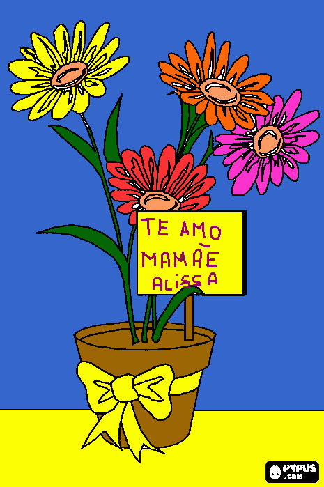 vaso flor para colorir e imprimir