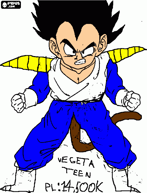 vegeta adolecente para colorir e imprimir