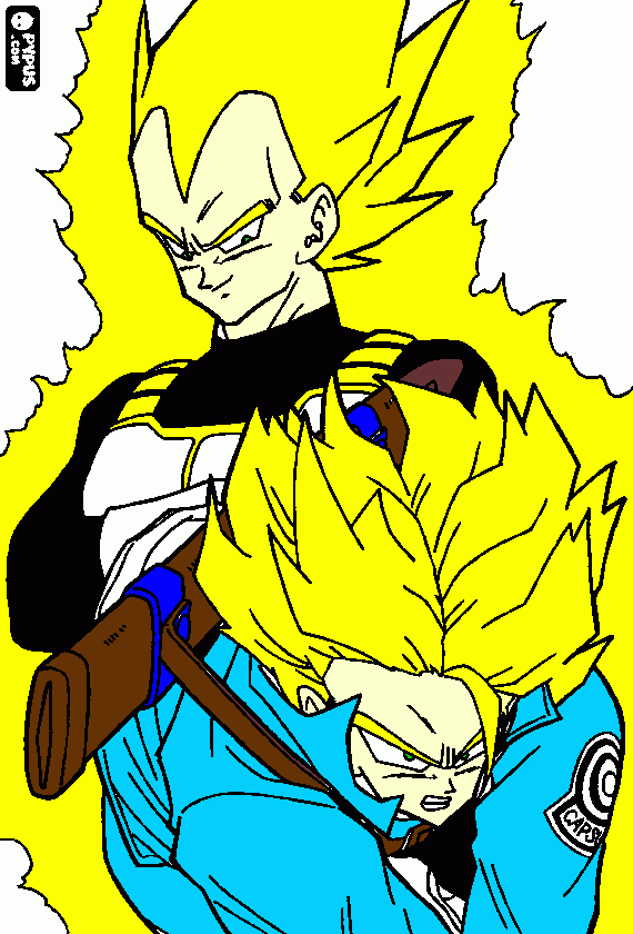 vegeta e seu filho trunks um dos gerreiros de dragon ball z para colorir e imprimir