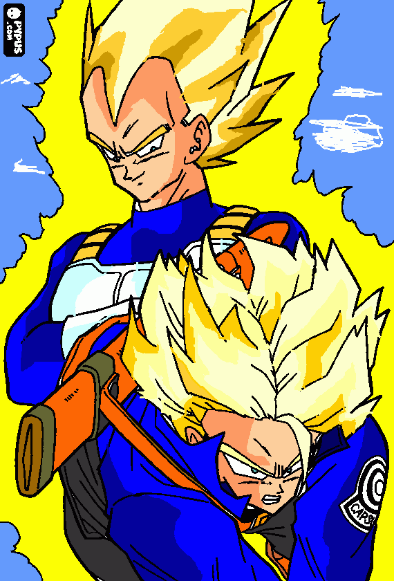 vegita e trunks supers seyatins para colorir e imprimir