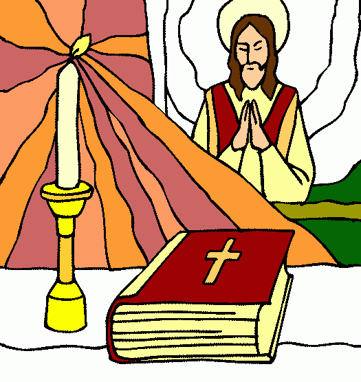 Vela acesa, Bíblia e imagem de Jesus Cristo para colorir e imprimir