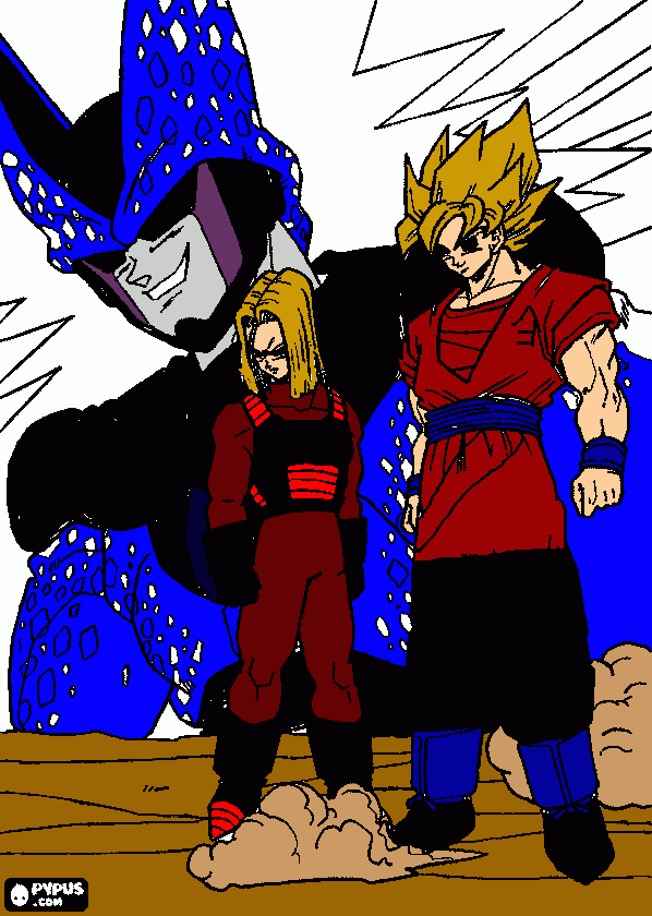 Vermelho e Verbetrunks se preparando para a batalha contra Cellun e outros no Inferno(Torneio 12 dos Mortos para colorir e imprimir