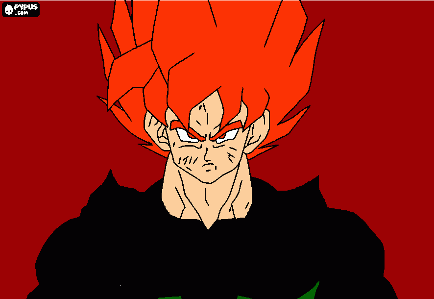 Vermelho SS Super Saiyajin ferido para colorir e imprimir