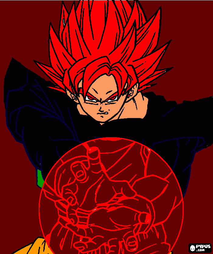 Vermelho SS Super Saiyajin 10 Ramehameha para colorir e imprimir