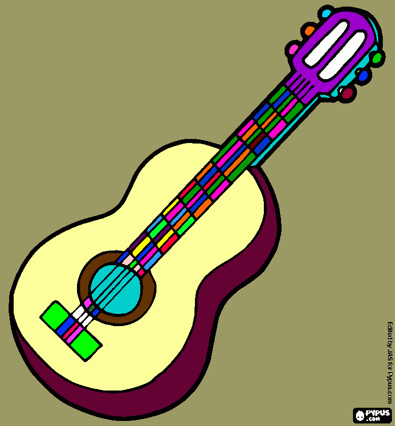 violão Romero Brito para colorir e imprimir
