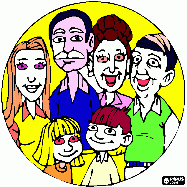 VOVO PAPAI MAMAE FILINHA FILINHO VOVÕ para colorir e imprimir
