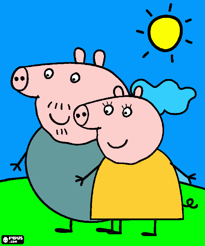 vovo pig com a mamae pig para colorir e imprimir