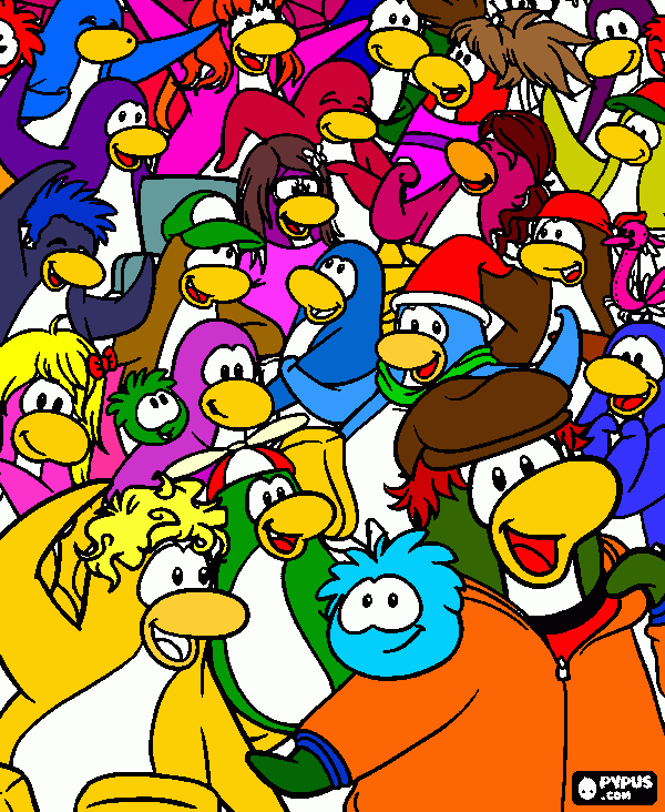 vários pinguins felizes para colorir e imprimir