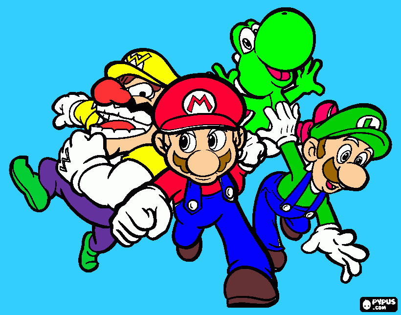 wario  mario  luidi yoshi para colorir e imprimir