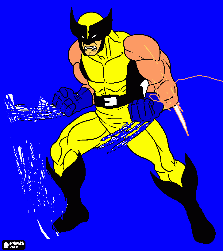 wolverine fantastico todo azul super heroi para colorir e imprimir