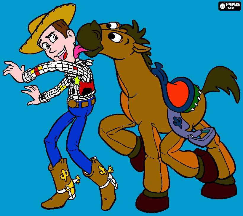 WOODY E BALA NO ALVO para colorir e imprimir