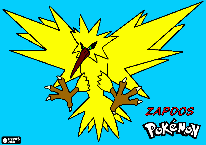 zapdos dos pokemon  para colorir e imprimir