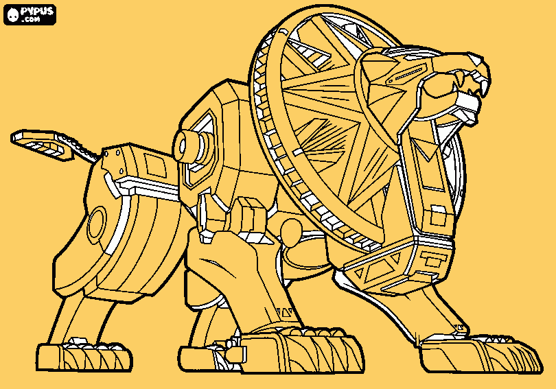 zord leao amarelo para colorir e imprimir