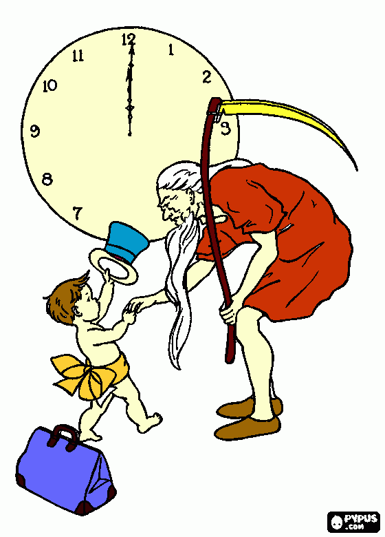 À meia noite do ano velho para colorir e imprimir