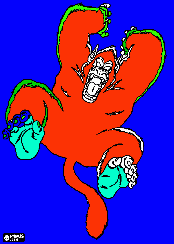 É uma tranformação do vegeta em gorila! para colorir e imprimir