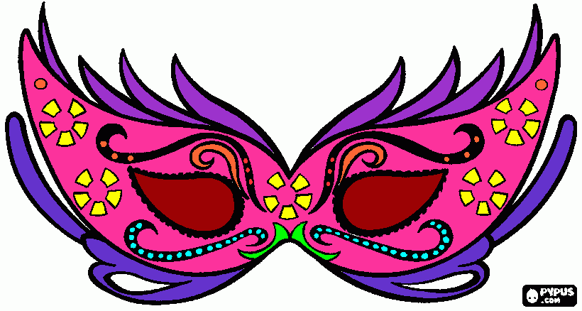 é uma mascara de carnaval com fantásticas combinações de cores. para colorir e imprimir