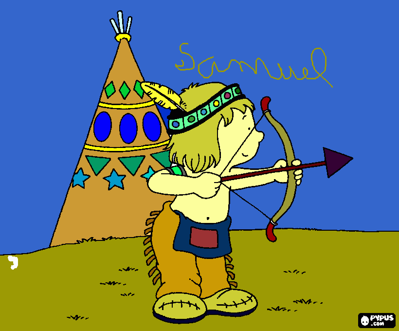 índio querendo caçar. para colorir e imprimir