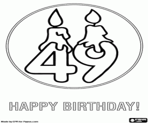 desenho de Um 4 e um 9 para o aniversário para colorir