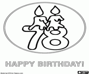 desenho de Um 7 e um 8 com velas acesas para colorir