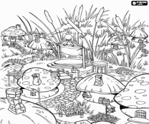 desenho de A aldeia dos Smurfs para colorir