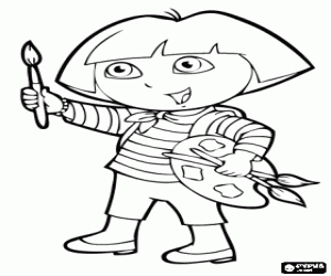 desenho de A artista Dora, a aventureira para colorir
