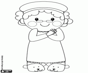 desenho de A avó com as roupas de dormir para colorir