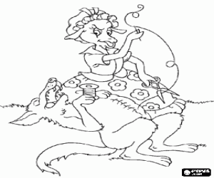 desenho de A barriga do lobo e a cabra para colorir