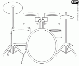 desenho de A bateria, instrumento musical para colorir