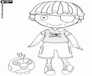 desenho de A boneca Lalaloopsy e o papagaio para colorir